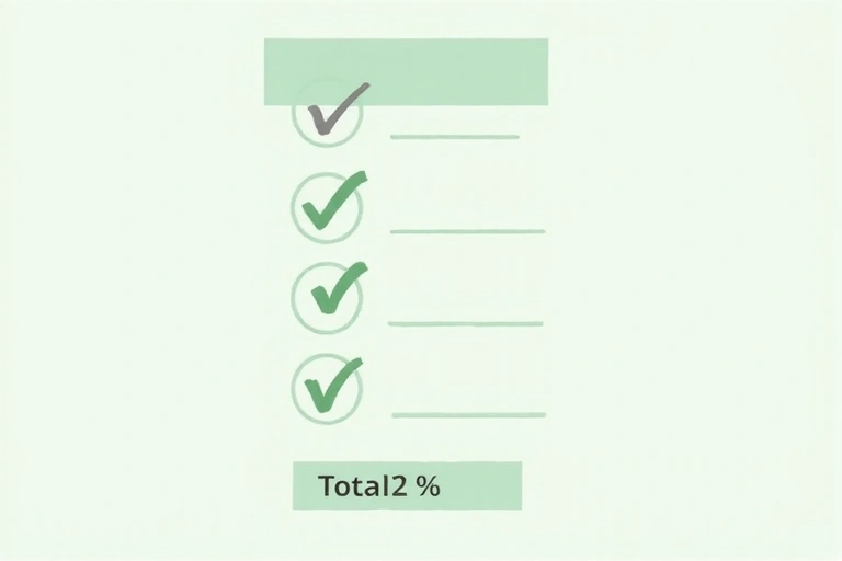 A checklist with various items and a total amount, symbolizing order summary.
